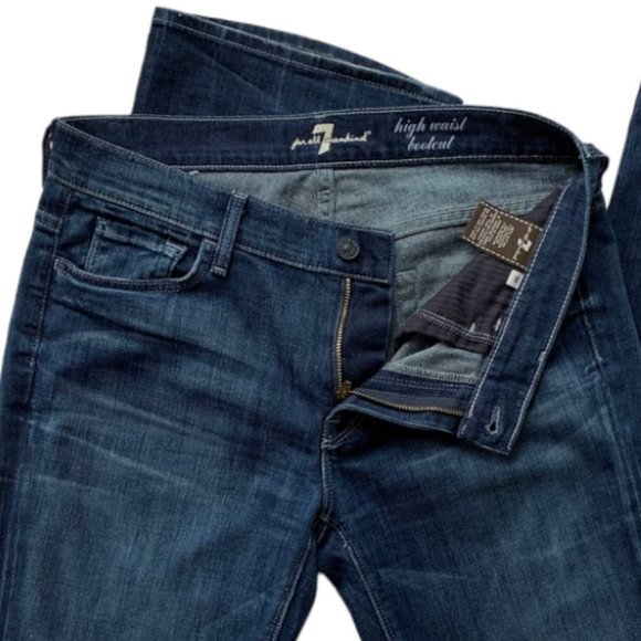 7FAM 90s high waist flare leg bootcut dark wash denim jeans - size 30 - Picture 7 of 11